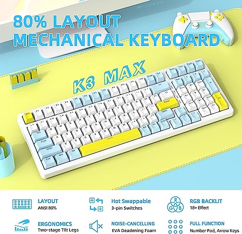 Teclado para juegos Ajazz K3 Max con interruptor Lemon Red y cable 7