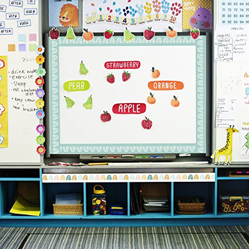 Image of Whaline 82Ft Boho Bulletin Board Borders 8 Designs 72Pcs Rainbow Themed Decoration Colorful Trim Border Stickers for School Classroom Office Party Decoration