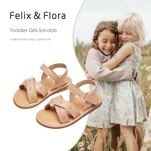 Image of Felix & Flora Toddler Girl Sandals - Little Girl Easter Dress Shoes Lightweight Open Toe Beach Holiday Flats