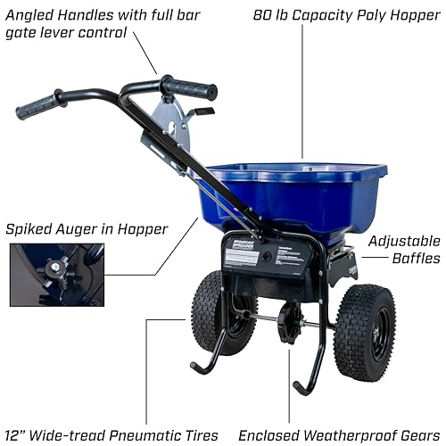 Image of CHAPIN 88300B SaltPro 80 lb Contractor Salt Spreader, 12 inch Tires, Ice Melt