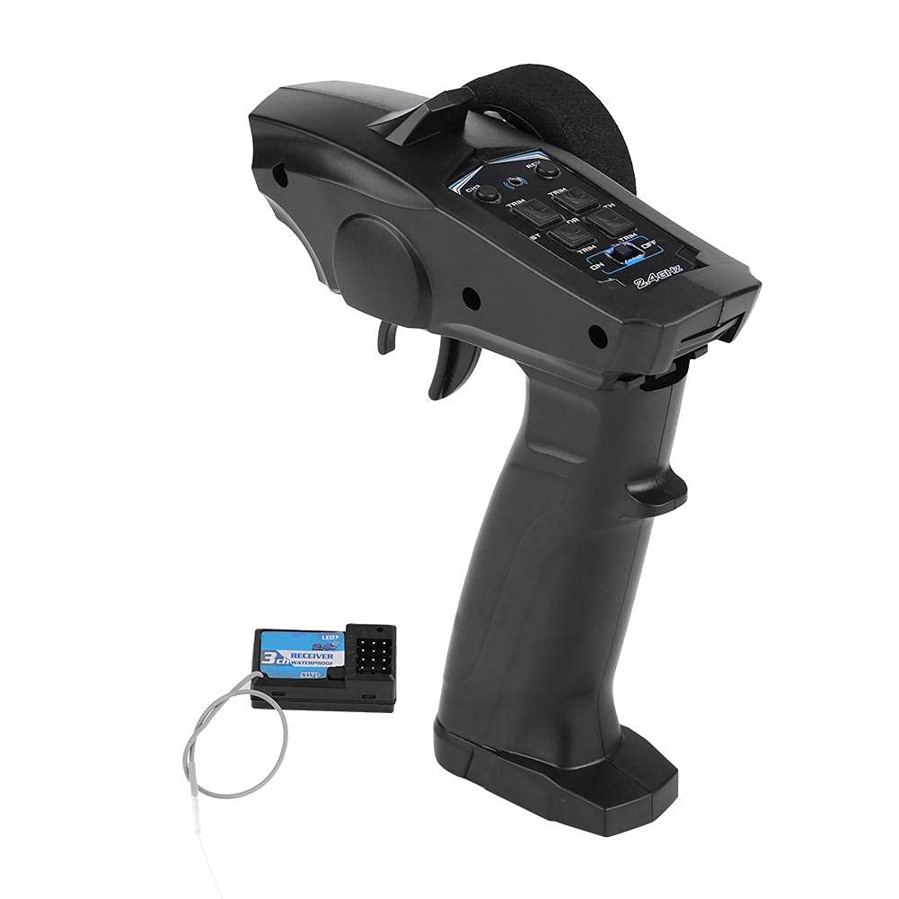 Dilwe Trasmettitore e Ricevitore per Telecomando Radiocomandato 2.4GHZ 3 Canali per Auto e Barca RC (91803G-VT)