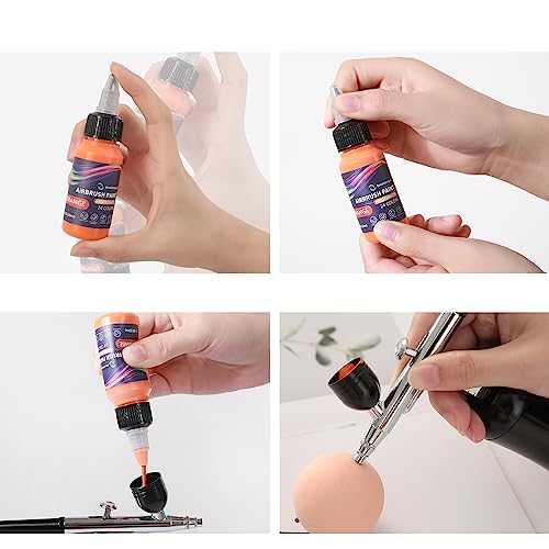Smalltongue Kit de tinta para aerógrafo de 28 cores, inclui limpador, mais fino, cores metálicas, co