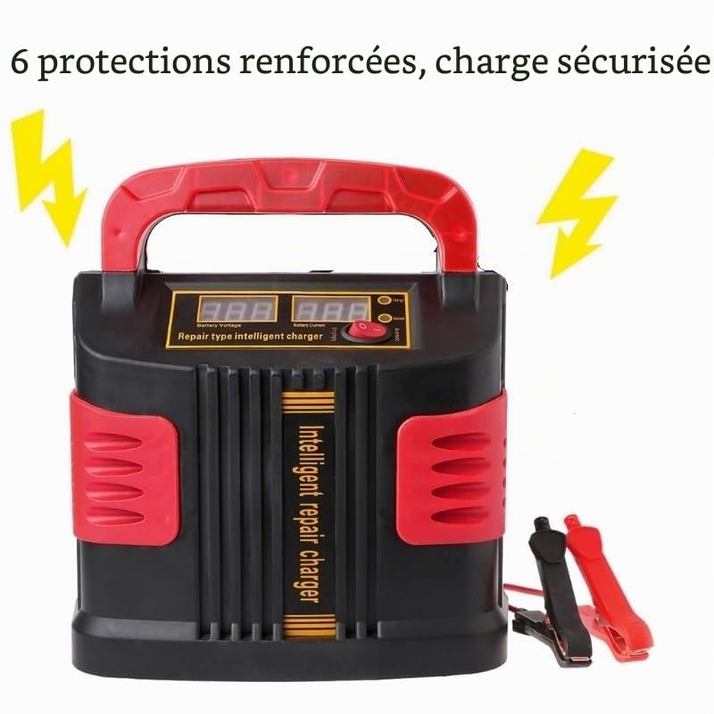 Booster Batterie Voiture,Booster Batterie Automobile Chargeur de Batterie 350W 14A Adjust Bornes Chargeur de Batterie 12V-24V Voiture Jump Starter Portable