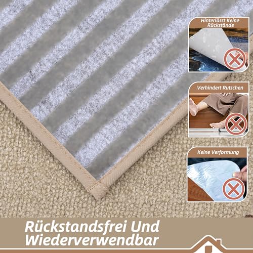 BEQHAUSE Stufenmatten Treppen Teppich Stufenmatten Innen rutschfest 15 Stück, Maschinenwaschbare Treppenteppich für Kinder, Älteste und Haustiere, 100% Polyester TPE -Rücken, 22X70cm, Beige