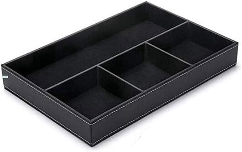 4 Slots Desk Drawer Organizer, Leather Storage Divider for Office Supplies Value Collection and Accesso