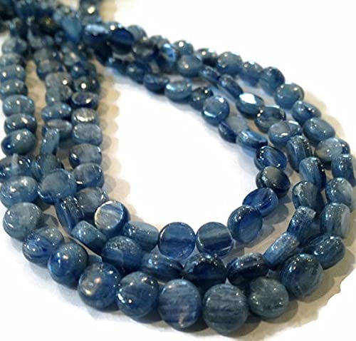 Cyanite lisse 6mm LKBEADS, fil de 32 perles en forme de pièces plates pour bijoux