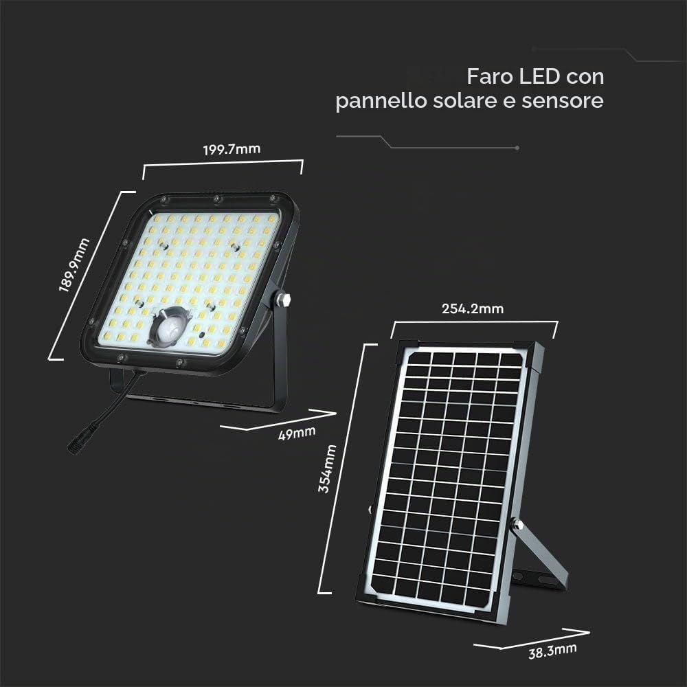 V-TAC VT-432 10310 Faretto LED Pannello Solare 30W Bianco Neutro Nero