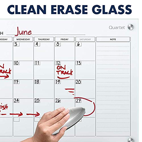 Quartet Magnetic Whiteboard Calendar, Glass Dry Erase White Board Planner, 4' X 3', White Surface, Frameless, Infinity (Gc4836F) #TOP2