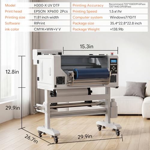 Image of PLK A3 UV DTF Printer All-in-One,No Laminator Needed,Dual XP600 Print Heads, Auto Cleaning System&White Ink Stirring,High-Speed UV DTF Printer for Glass,Metal,Wood,Tumblers,Leather,Sticker