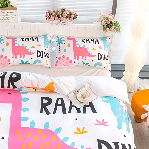 Axolotl Cute Dinosaur Duvet Cover Set Queen Size,Kawaii Bedding Set With Zipper Closure For Boys Girls Teens Kids,1 Soft Colorful Comforter Cover And 2 Pillowcases No Comforter #TOP5