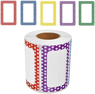 Tag Labels Stickers, 300 Colourful Name Labels, Sticky Label Stickers, Border Stickers Large Sticky Labels Plain Tags for School Office Presents(8.9X5.8cm, 5 Colors)