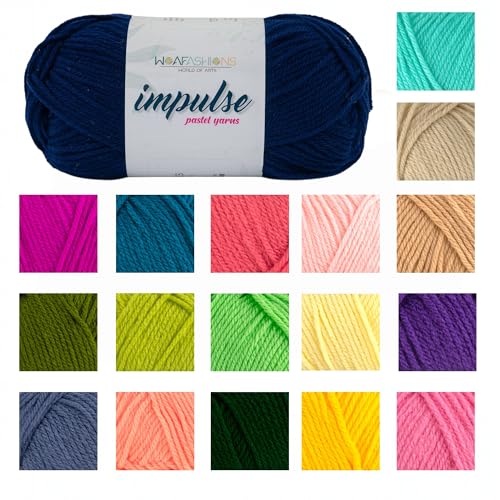 Image of WOAFashions Impulse Hand Knitting & Crochet Yarn, Premium Acrylic, 4 : Medium (Uniform Navy) (100gms / 3.5oz / 200mtr / 218yds)