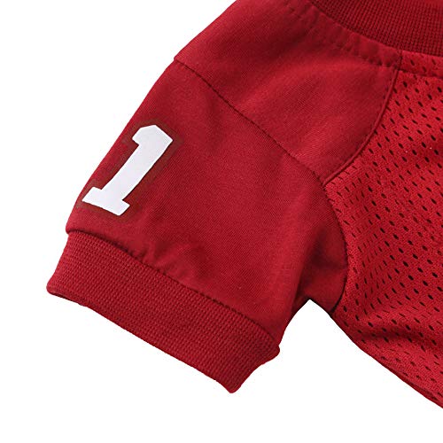 FAST ASLEEP NCAA Boys Infant Football Uniform Pajamas, 6-9 Months, Crimson