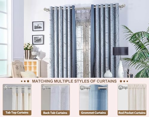 Image of KAMANINA 1 Inch Double Curtain Rods for Windows 36 to 72 Inches (3-6 Feet), Silver Heavy Duty Double Curtain Rod, Telescoping Drapery Rod with Netted Texture Finials