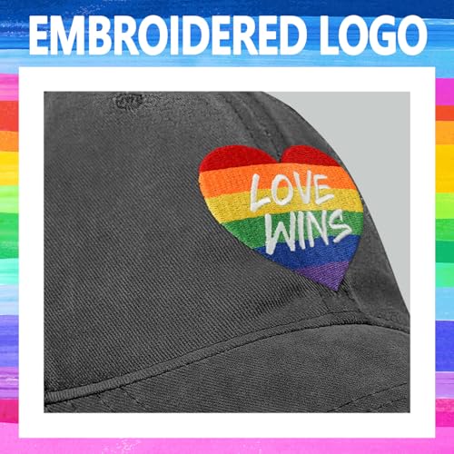 Image of Gay Pride Rainbow Trucker Hat for Men and Women LGBT Embroidered Adjustable Washable LGBTQ Baseball Cap Gifts