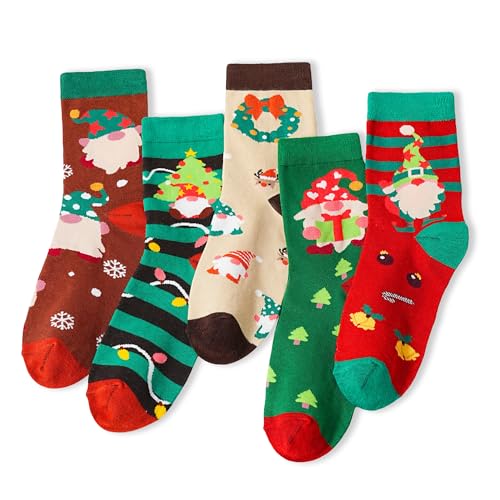Belloxis Gnome Gifts for Women Funny Gnome Christmas Socks Gnomies Funny Fun Cotton Crew Adults Socks for Women Lady Boss Holiday Christmas Stocking Funnysocks Birthday Present Accessories