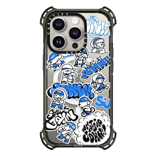 CASETiFY �o�E���X MagSafe�Ή� iPhone 15 Pro �P�[�X [MIL�K�i���� (6x MIL-STD-810G) / 6.5m����̗����������N���A / MagSafe �ɑΉ�] - miniJOHN - �N���A �u���b�N