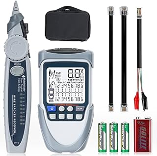 Network Cable Tester, 2 in1 Network Cable Tester & Digital Multimeter, Portable Handheld POE Multifunction Wire Tracker with LCD Screen, Ethernet Cable Tester for Metal Cable Mapping Fault Test