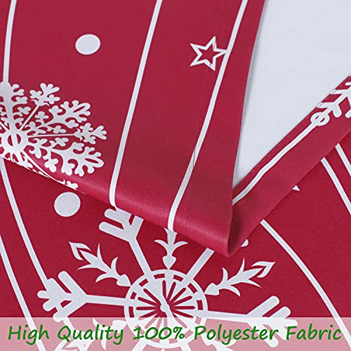 Bonzer Snowflakes Printed Christmas Curtains For Living Room And Bedroom - Thermal Insulated Room Darkening Blackout Curtain, 52 X 63 Inch，Dark Red， Set Of 2 Panels #TOP5