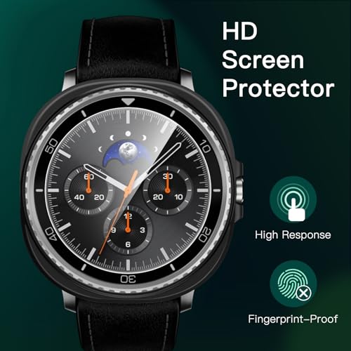 Image of JETech 4+4 Pack Cover Case and Screen Protector for Samsung Galaxy Watch 8 Classic 46mm, Tempered Glass Film Protective Hard PC Bumper Cover (Black /White /Clear /Silver)