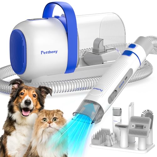 Dog Grooming Vacuum Kit for Hair Shedding with Pet Clipper Nail G...