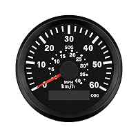 Vista 11 de ELING Velocímetro GPS marino Speedometer Speedo Gauge 35MPH con retroiluminación para barco, yate, barco, barco 3-3/8 pulgadas (3.346 in) 12 24