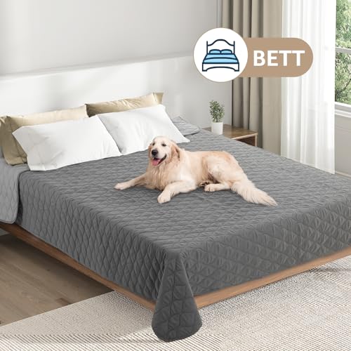 PICK FOR LIFE Hundedecke wasserdichte Waschbare Hunde Decke Wendbare Weiche Welpendecken für Bett Sofa Auto Grau (1 Pack, 97x190cm)