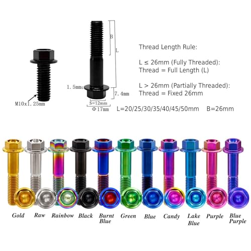 Image of Rison Titanium Flanged Hex Head Bolt - M10x1.25x35mm, 6AL4V Aerospace Grade Ti, Burnt Blue, Pack of 5