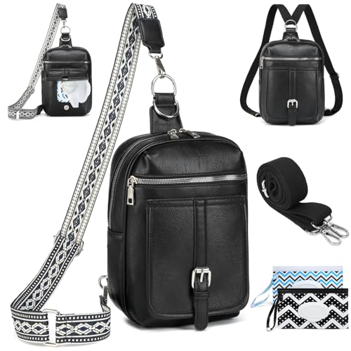 Sac de poitrine pour femme polyvalent avec poche lingettes et sac à dos cuir synthétique