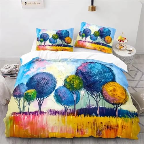 NDXRWDZR Funda Nordica Cama 90 Infantile Pintura Al óLeo Edredón Cama 90 para Niñas Niños con Cremallera Suave Transpirable Microfibra Fundas Nordicas 150x220 cm + 2 Fundas de Almohada 50x80cm