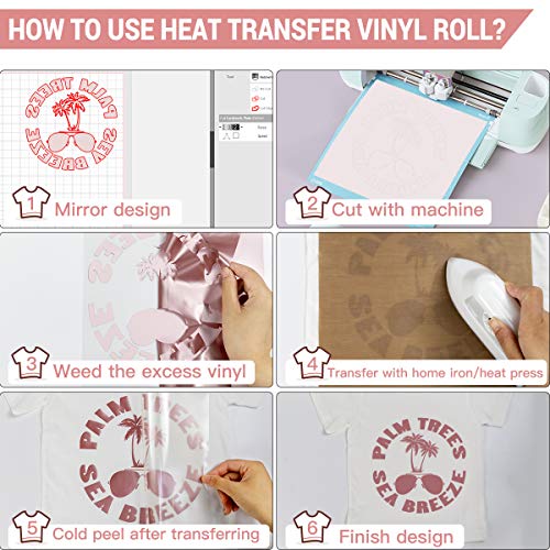 Image of HTVRONT Rose Gold Heat Transfer Vinyl, 12in x 10ft | Rose Gold HTV Vinyl Roll, For T Shirt, Iron on Vinyl, Easy to Cut & Weed