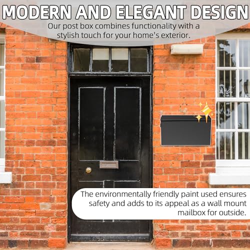 image for TonGass Wall Mount Mailbox for Outside, Metal Wall Mounted Mailbox wit