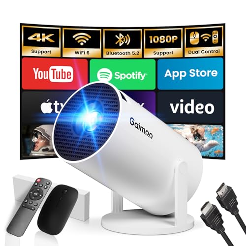 Image of [Built-in App] Projector 1080P FHD 4K Support 2024 Projector Dual Control with Mouse Projector WiFi and Bluetooth 270°Ajustable Auto Keystone Compatible with TV Stick/Memory Stick/USB/Laptop