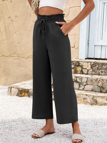 ANRABESS Women 2025 Summer Casual Flowy Loose High Waist Boho Wide Leg Cropped Palazzo Lounge Beach Vacation Pants Trousers4