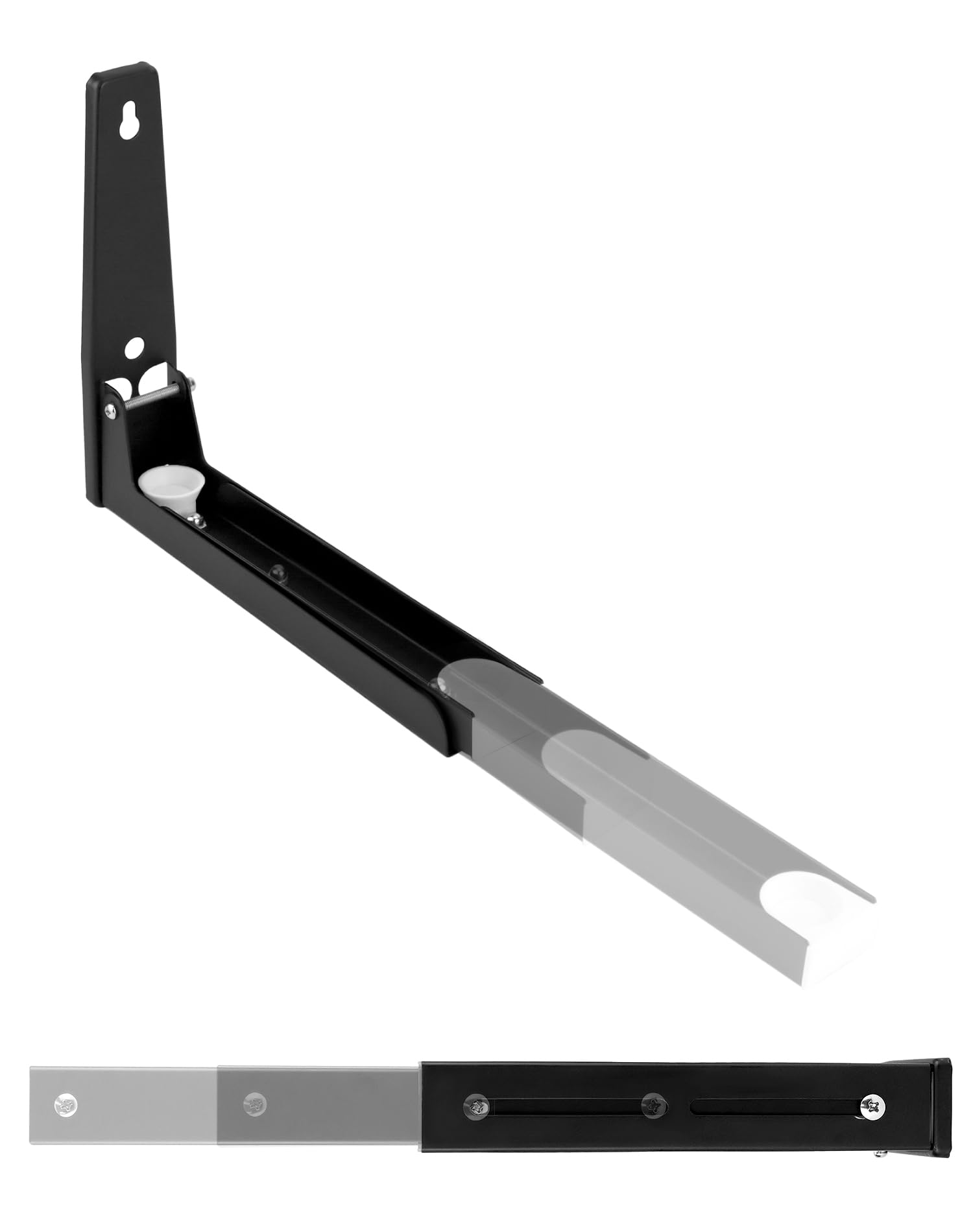 QWORK® 2-częściowy uchwyt ścienny do mikrofalówki, z ramionami teleskopowymi 230-400mm, czarny, do większości kuchenek mikrofalowych, w tym materiał montażowy