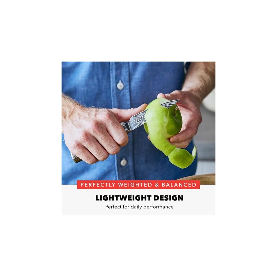 GreenPan x Bobby Flay 13 Piece Stainless Steel Cutlery Kitchen Knife Block Set, Premium Stainless Steel Blades, Acacia Wood Knife Block, Hand Finished Wood Handle, Damascus Steel Design