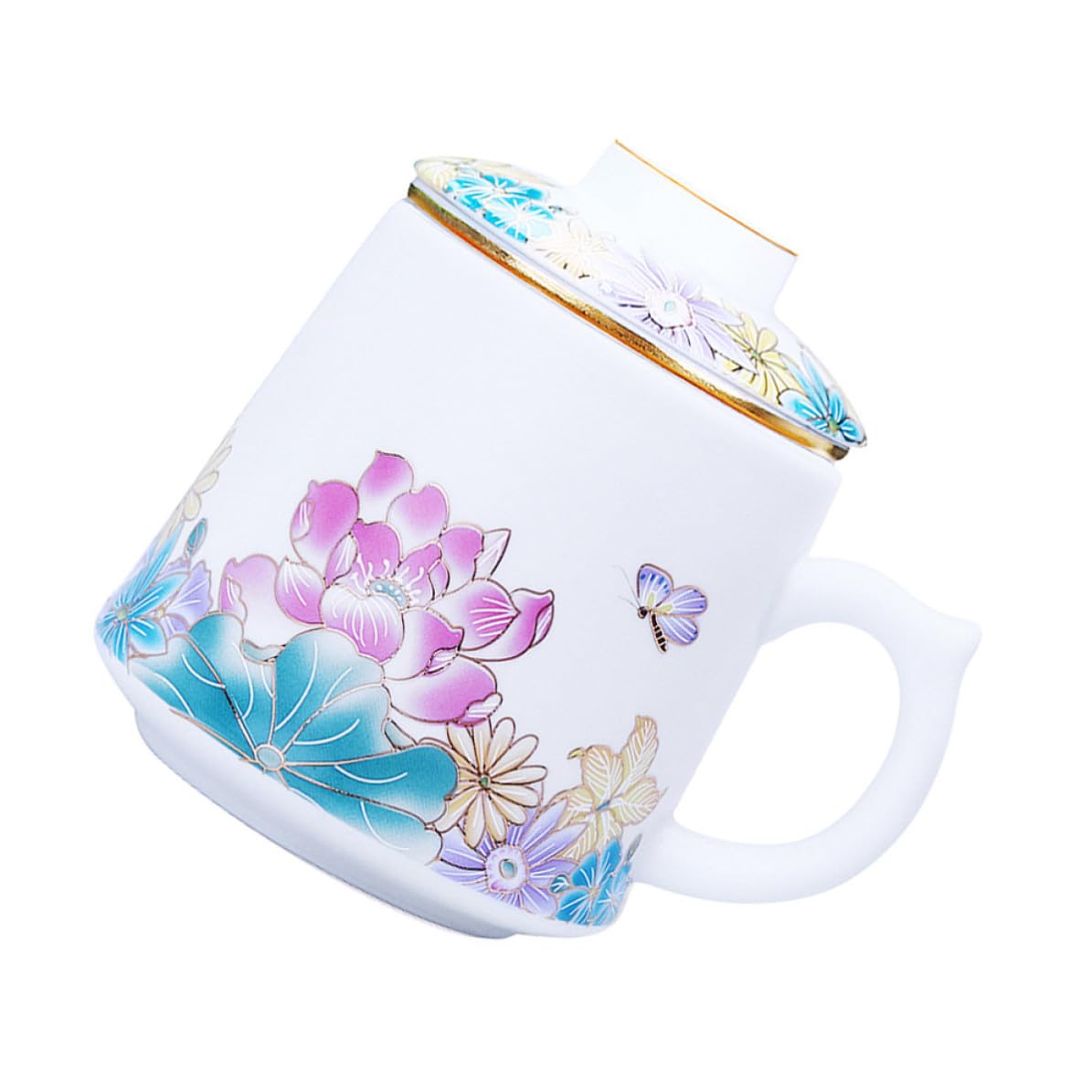 Gadpiparty Taza de Té con Filtro y Tapa de Cerámica Fácil de Limpiar para Oficina y Hogar, Taza Creativa para Beber Agua Diaria con Diseño Funcional y Multiuso