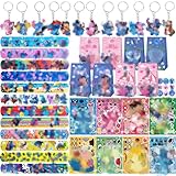 Mitgebsel Kindergeburtstag, 70 Pcs Geburtstag Deko Geburtstagsdeko 16 DIY Aufkleber 12 Schlüsselschnalle 12 Schnapparmband Kinder 12 Geburtstagstüten 18 Geburtstagstüten Aufkleber