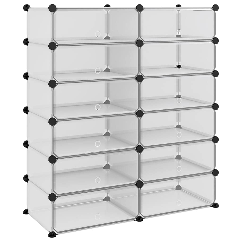 Przezroczysty stojak na buty 94,5 x 36,5 x 106 cm z PP | Stalowa konstrukcja, wodoodporna, łatwa w montażu, można układać w stos, do domu i biura