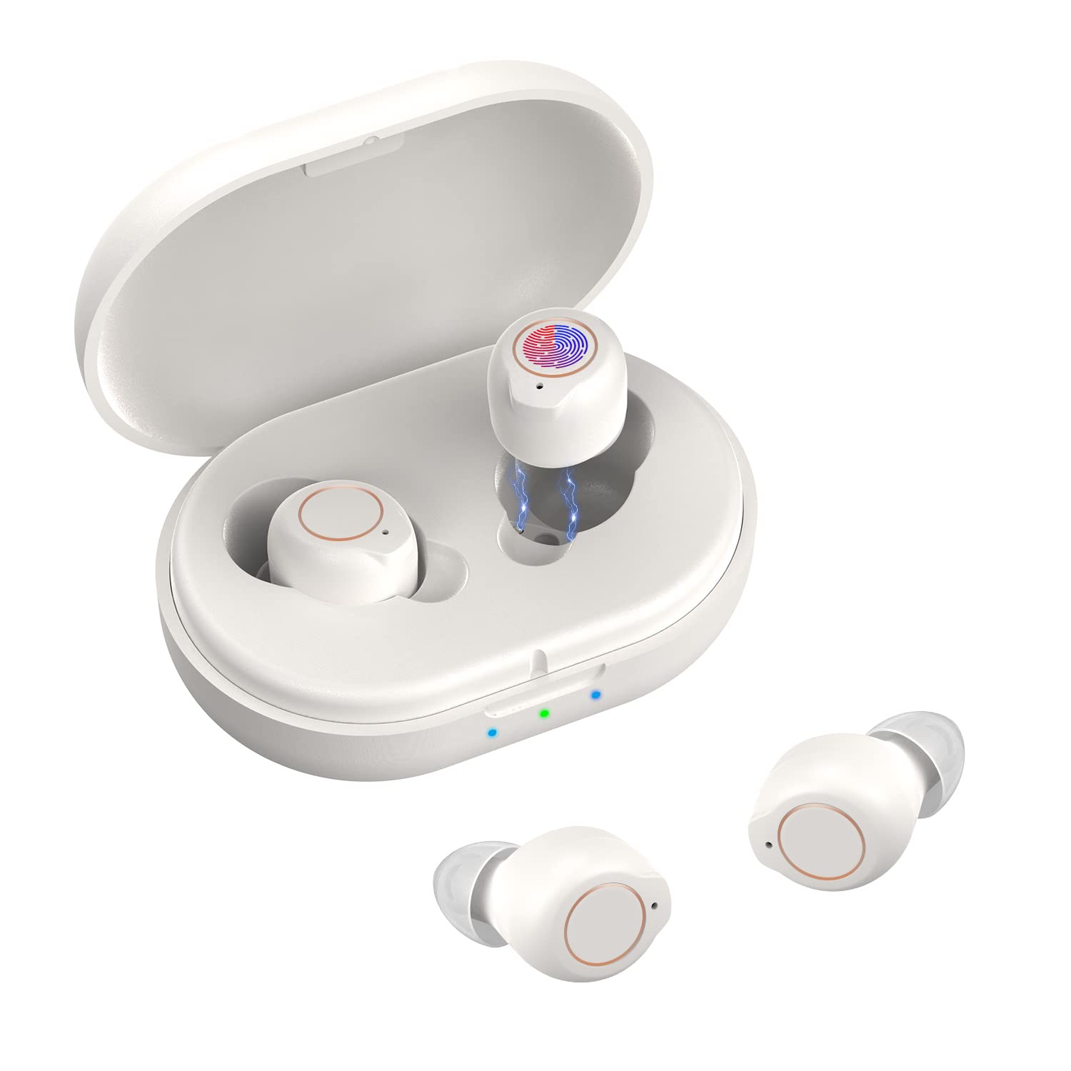 UPSOUND Hearing Aids for Seniors Rechargeable with Noise Cancelling,Invisible Hearing Amplifier for Adults,Mini Portable Amplifier Earbuds 2-Pack with Charging Box(White)