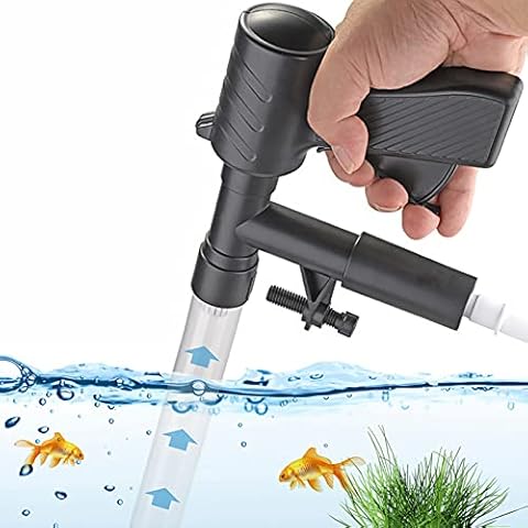 Aquarienkiesreiniger, Aquarienwasserwechsler mit Luftdruckknopf Wasserdurchflussregler mit Langer Düse für die Aquarienreinigung von Kies und Sand Cover