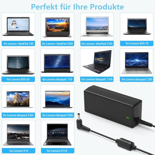Image of 65W Charger Fit for Lenovo Laptop ideapad 1 3 5, Slim 3 5 7, S340 S145 330 320 310, Flex 5 4 14 15, V14 V15 V17, Compatible with Lenovo Computer 65W Round Tip AC Adapter