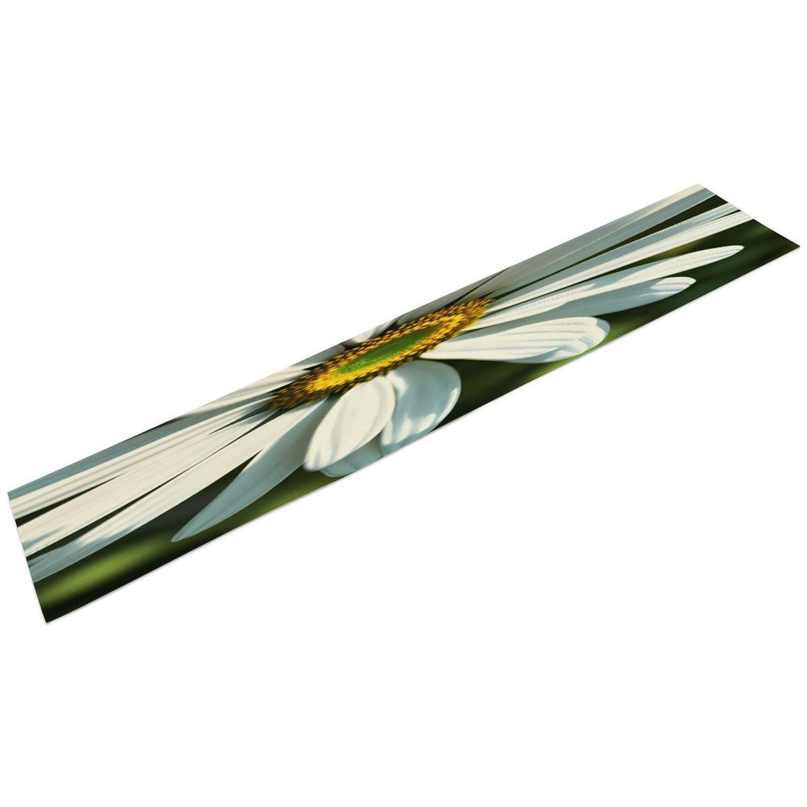 Btcowzrv Style Daisy Linen Table Runner 72.4 Inches Long, Machine Washable Table Runner For Party Kitchen Dining Table Coffee Holiday Party Decor, 13.4"X72.4"
