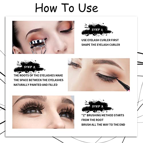 Mascara Black Liquid Eyeliner Set,2Pcs Silk Fiber Mascara Black Volume and Length Waterproof Eyeliner,Long Lasting Eye Liner & Mascara for Eye Make-Up Sweatproof & Smudgeproof (Leopard Print) - Image 7