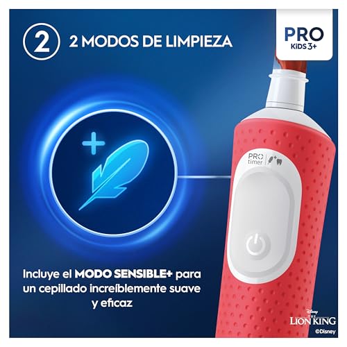 Oral-B Pro Kids Cepillo De Dientes Eléctrico, 1 Mango De El Rey León, 1 Cabezal, Diseñado Por Braun, Apto Para Niños Mayores De 3 Años - imagen 4