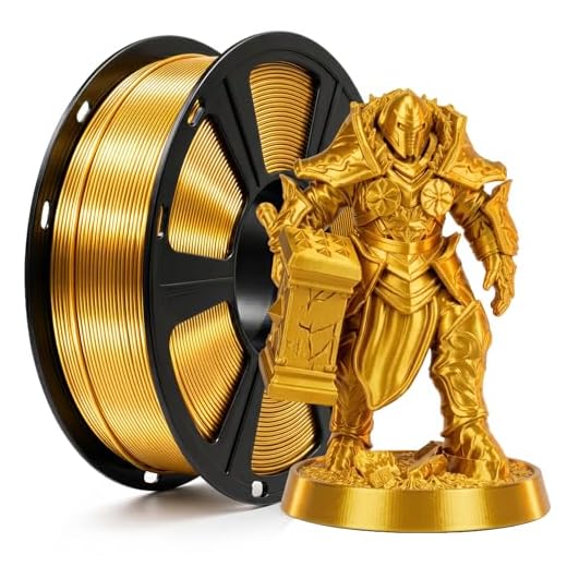 ⚡ TEQStone Silk PLA Filament 1.75mm Gold 1KG, Metallic Shine High Gloss Finish Perfectly Wound, Accuracy +/-0.02mm 3D Printer Filament Vacuum Packaging