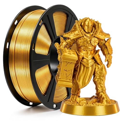 Image of Silk PLA Filament 1.75mm Gold 1KG, Metallic Shine High Gloss Finish Perfectly Wound, Accuracy + /-0.02mm 3D Printer Filament Vacuum Packaging