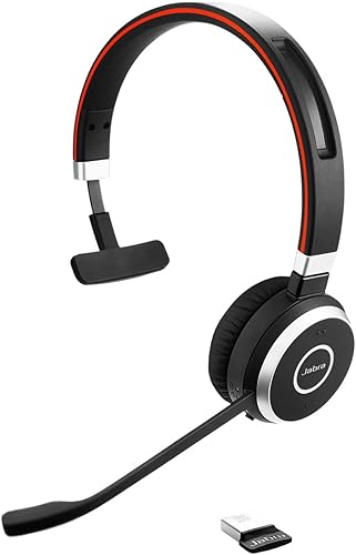 Jabra Evolve 65 SE - Auriculares inalámbricos mono - Auriculares Bluetooth con micrófono de cancelación de ruido, batería de larga duración y