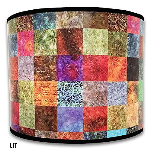 Image of Royal Designs, Inc. Trendy Decorative Handmade Drum Shade, Made in USA, 10in, HBC-8008-10-2, Square Patchwork - 2 Pk