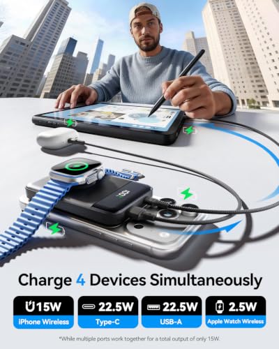 for Magsafe Portable Charger, 10000mAh 22.5W Power Bank for iPhone 17/16/15/14/13/12, Travel Essentials USB-C Wireless Magnetic Battery Pack Fast Charging for Apple Watch Ultra/11/10/9/8/7/6/SE